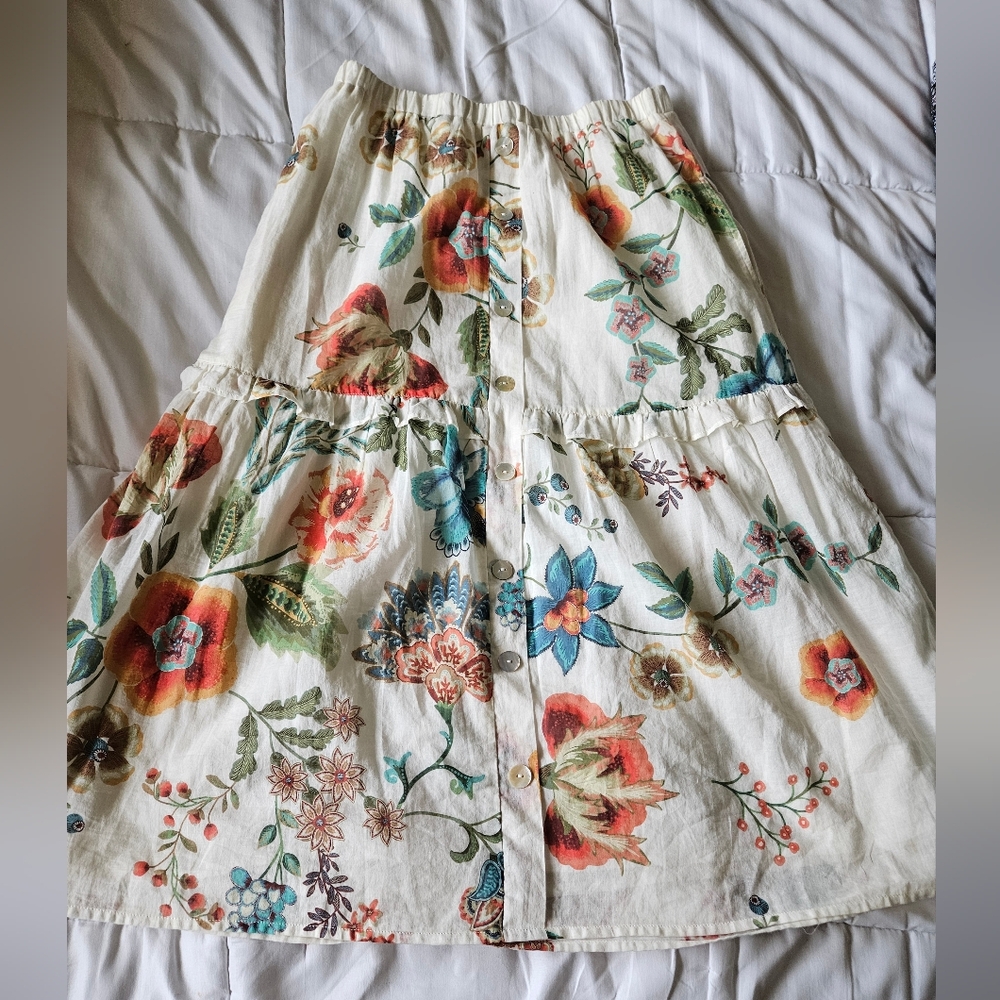Johnny Was Ardell Tiered Ruffle Midi Skirt - Size XS - Picture 2 of 14